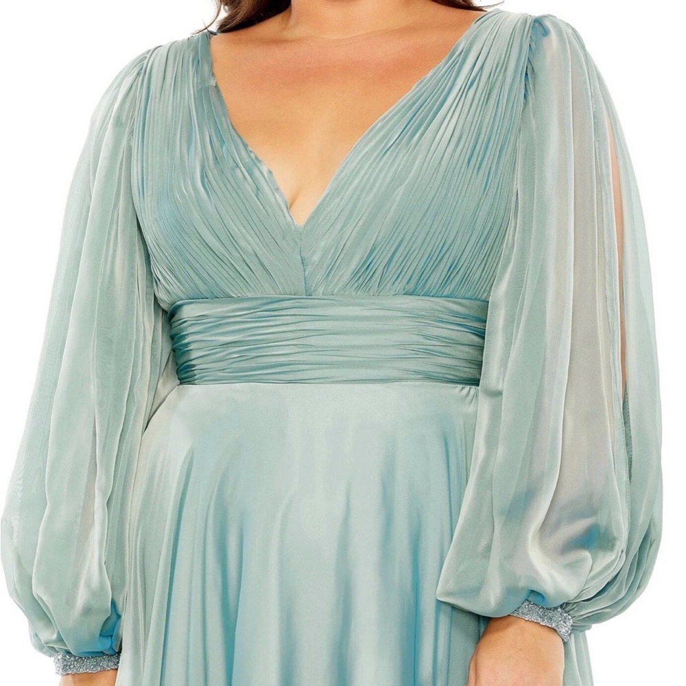 Mac Duggal Teal Maxi Dress with Slit - Picture 2 of 6